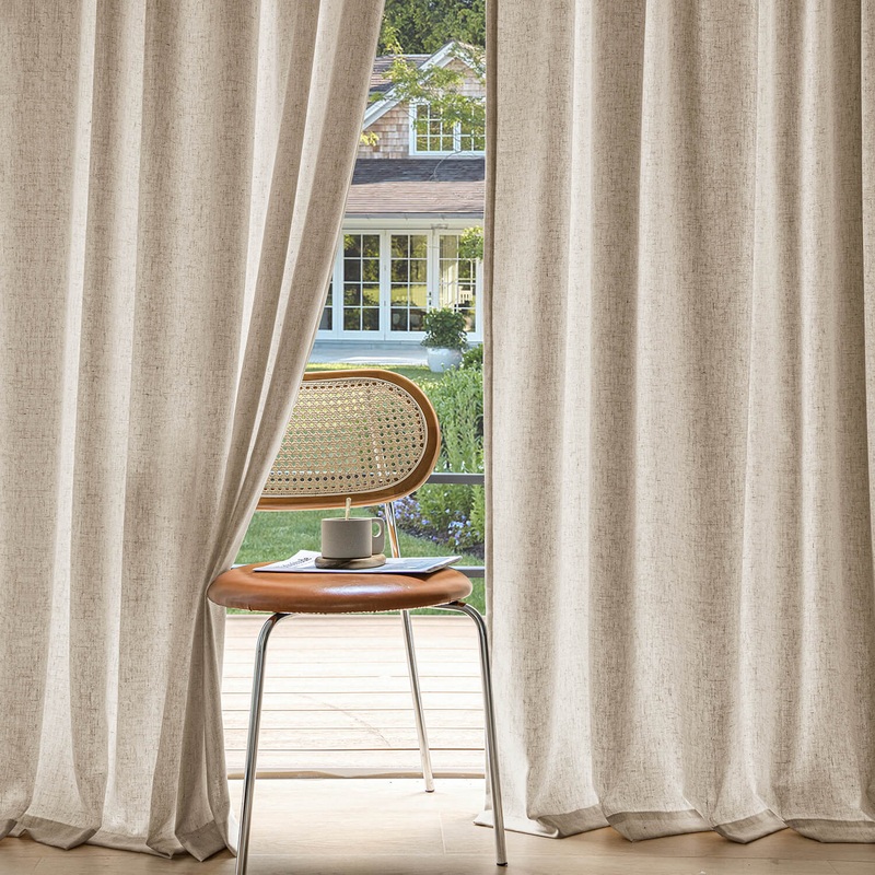 MIULEE Non-See-Through Privacy Linen Curtains 2 Panels, Light Filtering Window Curtains Farnhouse Textured Back Tab Semi Sheer Drapes for Bedroom Living Room, 52 x 72 Inches Long, Taupe