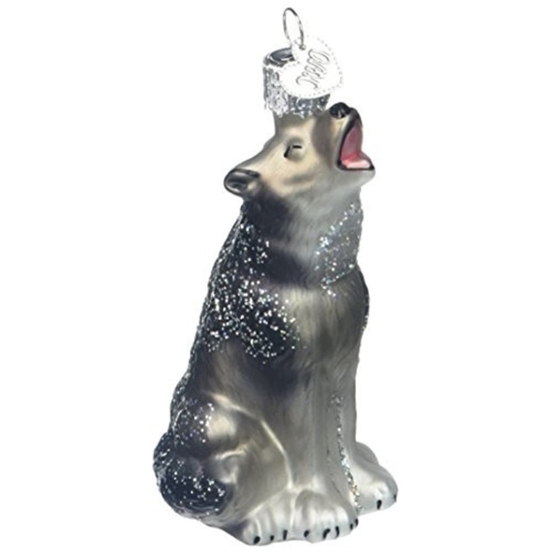 Old World Christmas Glass Blown Howling Wolf Ornament