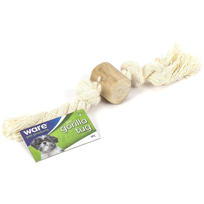 Ware Manufacturing Gorilla Tug, Rope and Wood Toy for Dogs, Large, 13.75″