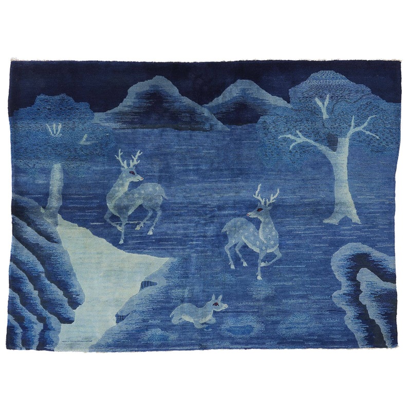 ANTIQUE CHINESE PAO TAO BLUE 4′ 10” x 6′ 6”