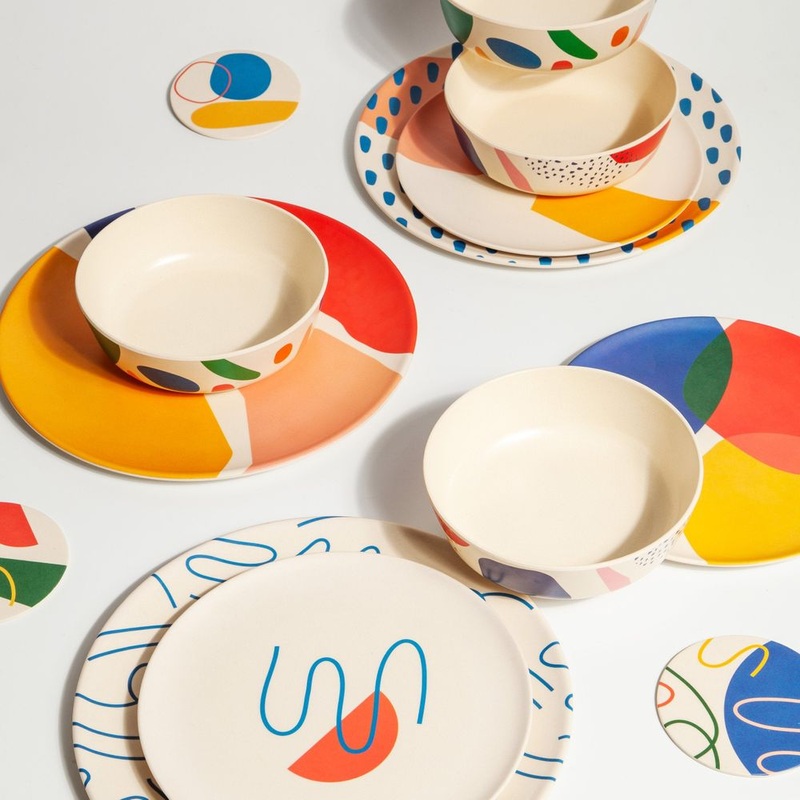 4pc Bamboo Plate Set