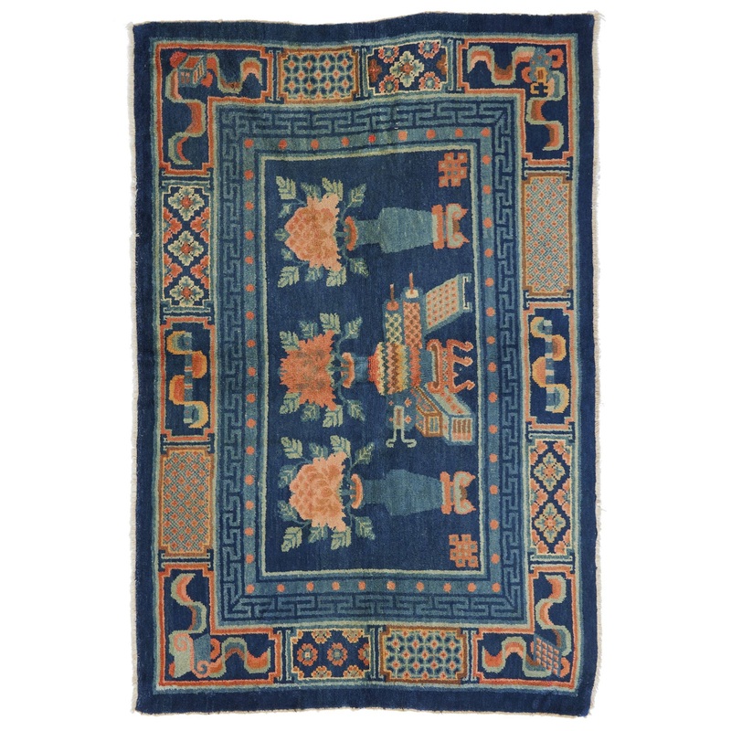 ANTIQUE CHINESE PAO TAO BLUE/RED – IMAGE 5′ 8” x 7′ 4”
