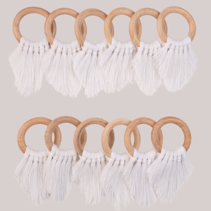 White Napkin Rings With Fringe
