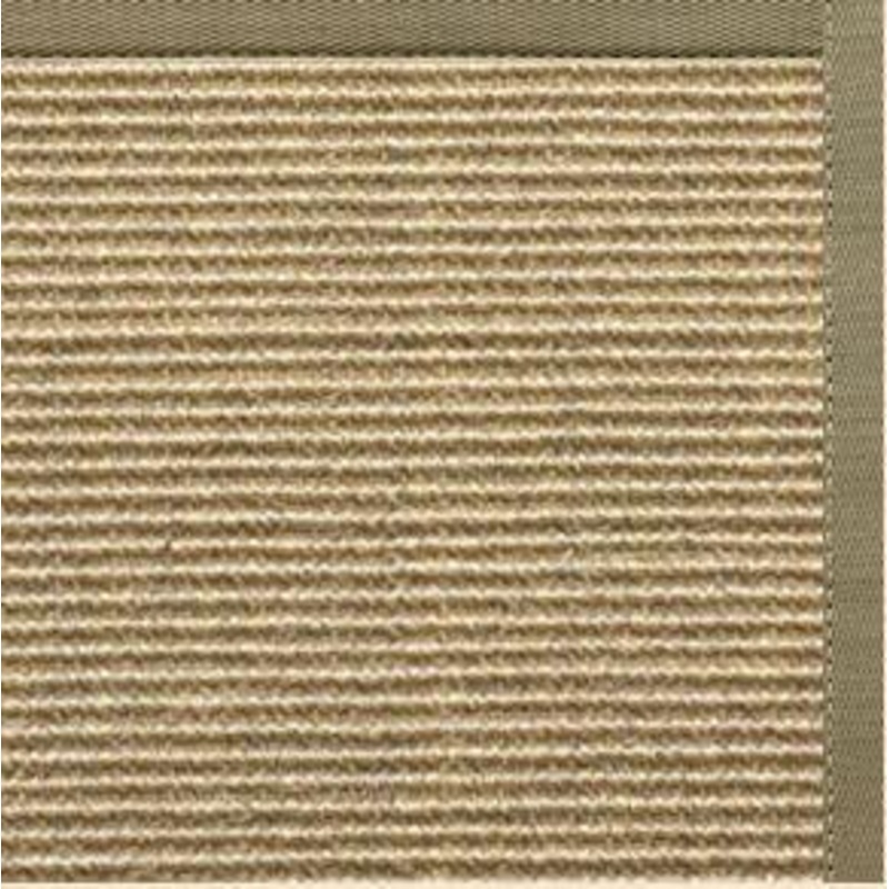 Bone Sisal Rug with Basil Green Cotton Border