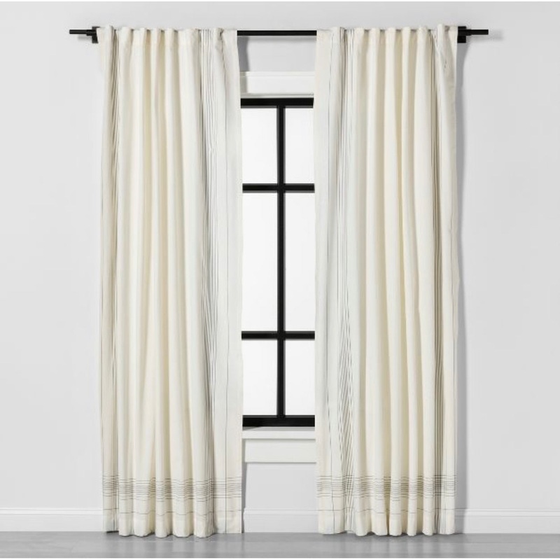 84×54 Engineered Plaid Curtain – H & H Magnolia Panel -Sour Cream/Gray