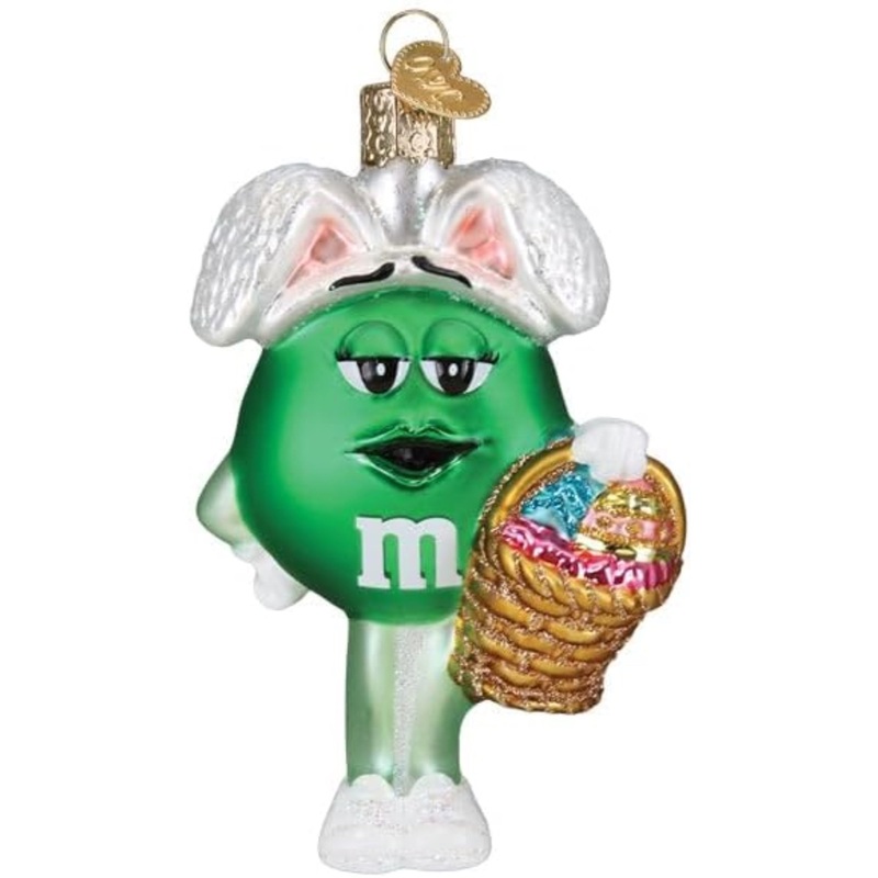 Old World Christmas Blown Glass Ornament for Christmas Tree, M&M’S Green Easter (with OWC Gift Box)