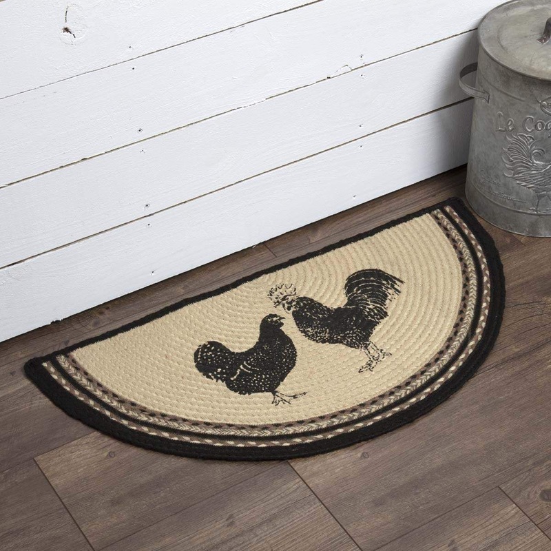 Sawyer Mill Charcoal Poultry Jute Rug Half Circle w/ Pad 16.5×33