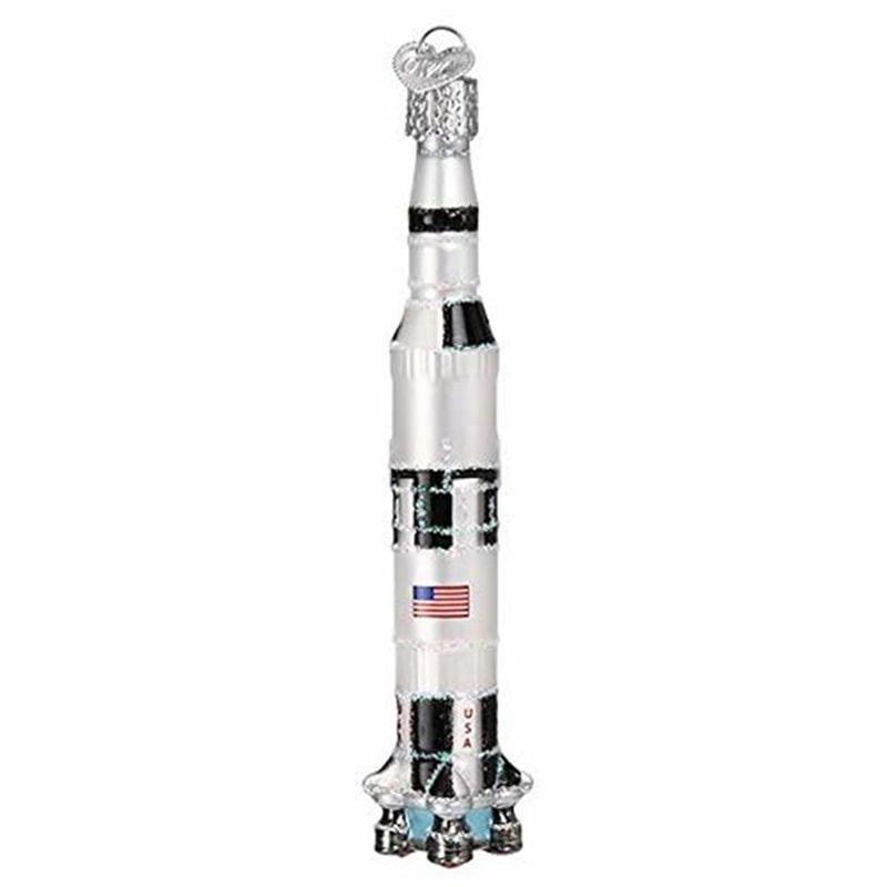 Old World Christmas Blown Glass Ornament for Christmas Tree, Saturn V Rocket
