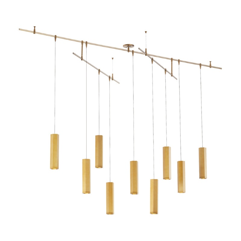 Visual Comfort 700BLKS9R-LED930R Blok 9-lt 96″ LED Chandelier, Remote
