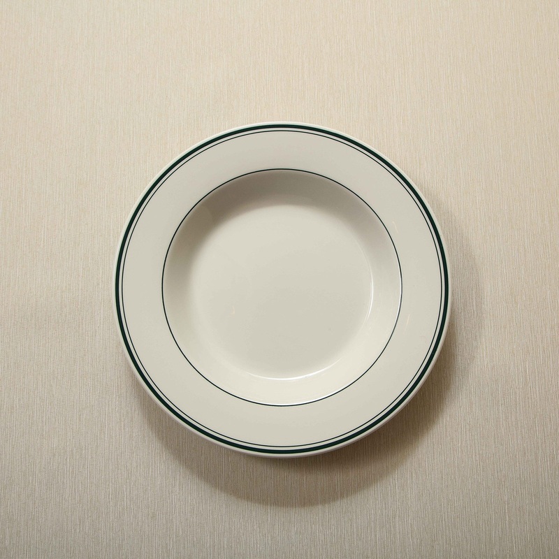 Vintage Green Banded Dinner Plates
