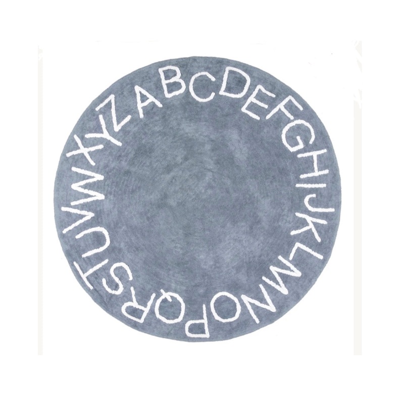 6′ Round Alphabet Nursery Washable Rug