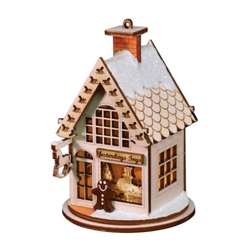 Old World Christmas Ginger Cottages Wooden Ornament, Yesterday’s Toys