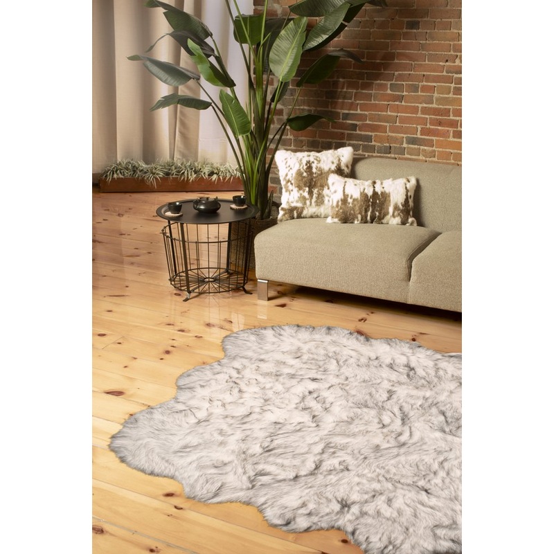 5′ X 6′ Grey Ombre Faux Sheepskin Non Skid Area Rug