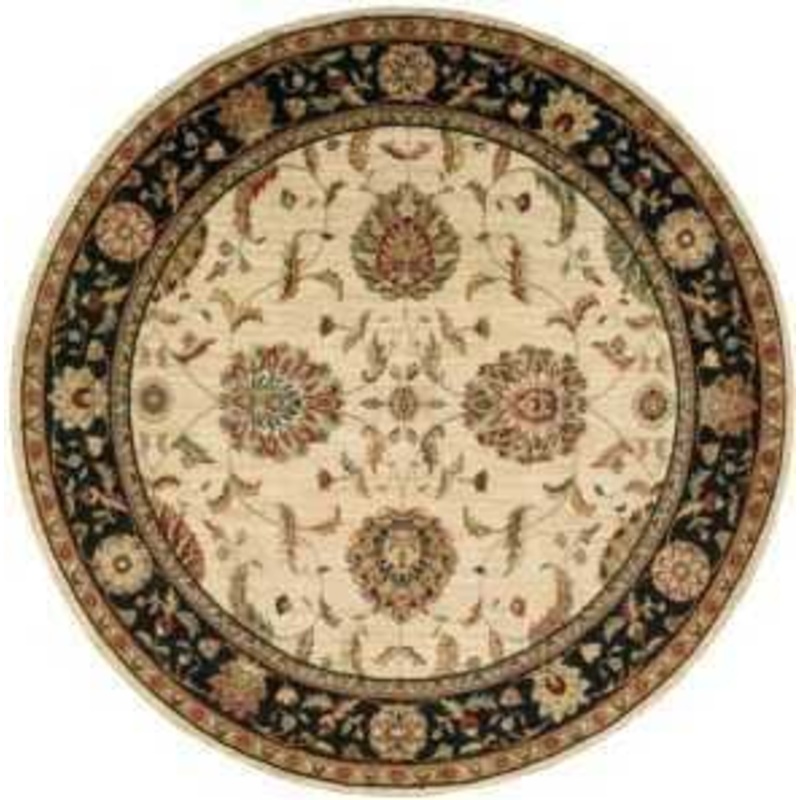 Nourison Living Treasures 5’10” x Round Ivory/Black Traditional Indoor Rug