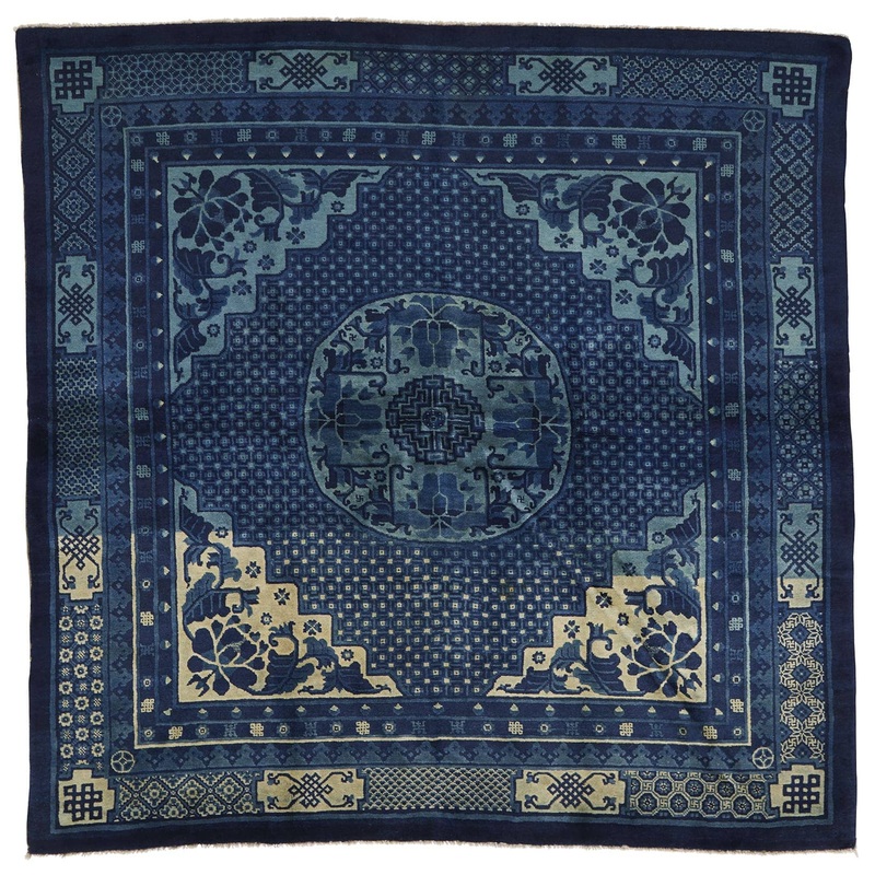 ANTIQUE CHINESE PAO TAO DO, BLUE – RICE GRAIN 6’2” x 6’2”