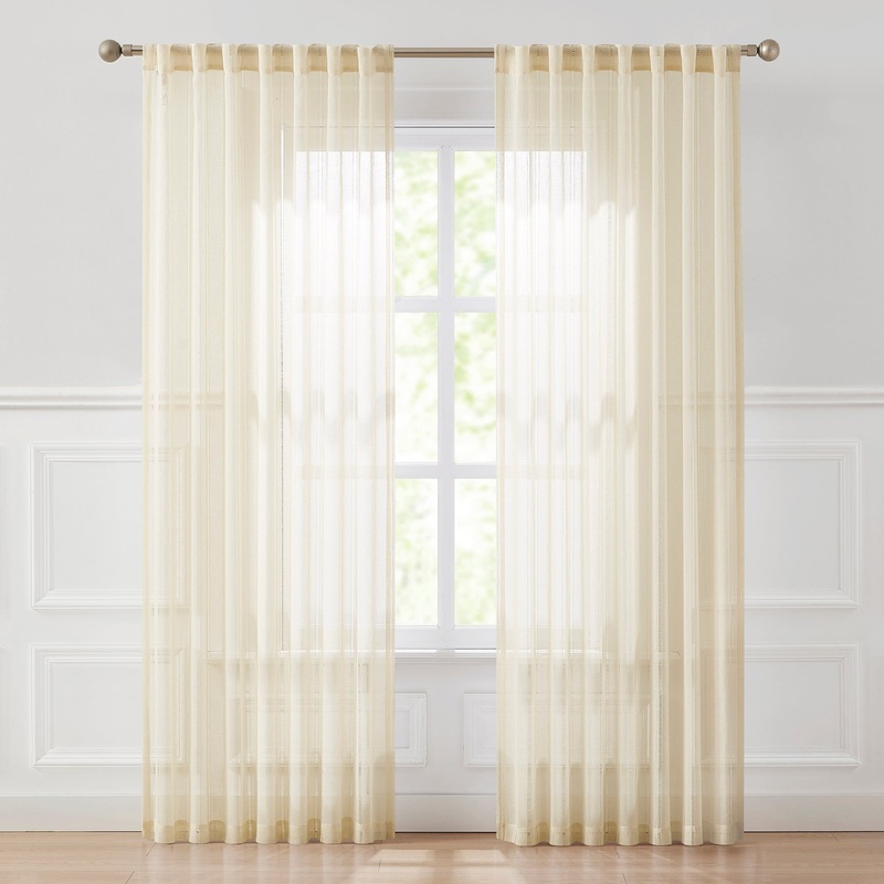 Calia Textured Stripe Sheer Window Curtain Panels