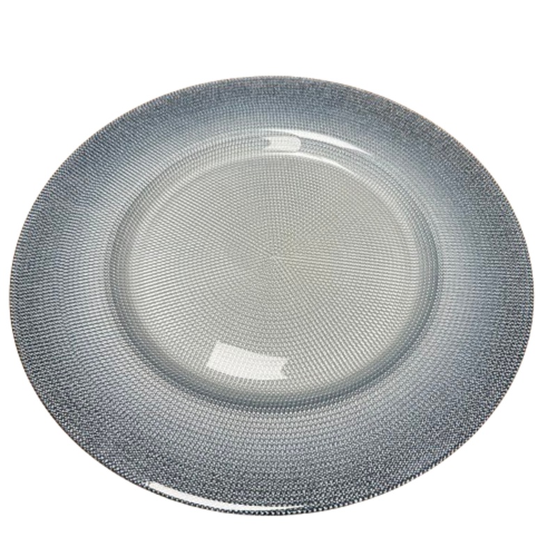 Epure Glass Shining Charger Pearl with Blue Glitter Rim