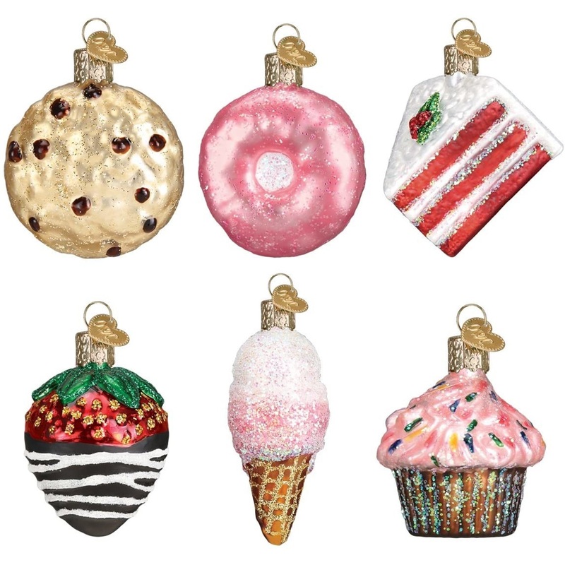 Old World Christmas Glass Blown Christmas Ornament, Mini Dessert 6-Piece Set