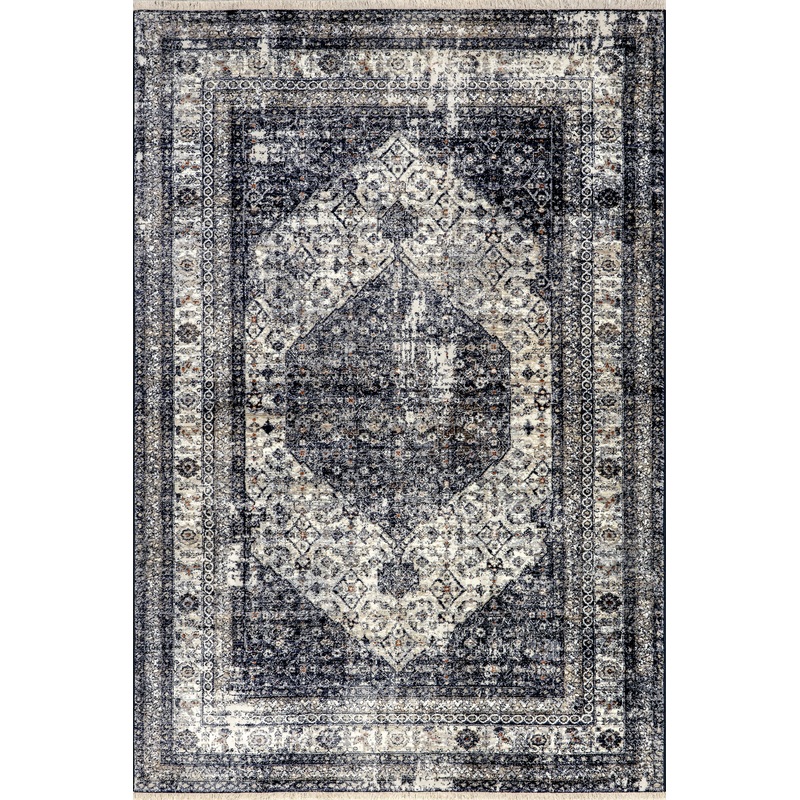 Vintage Medallion Fringe Rug | Navy
