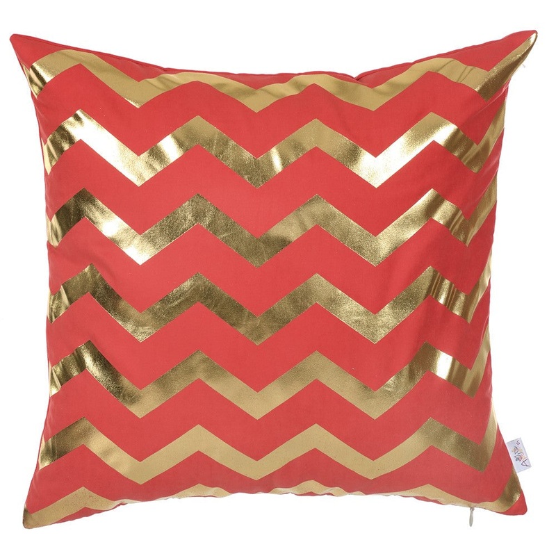 18″ Red and Gold Throw Pillow Cover