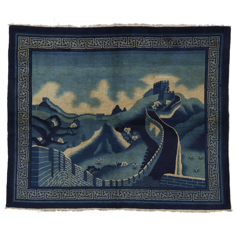 ANTIQUE CHINESE PAO TAO BLUE – WALL 4′ 11” x 6′ 0″