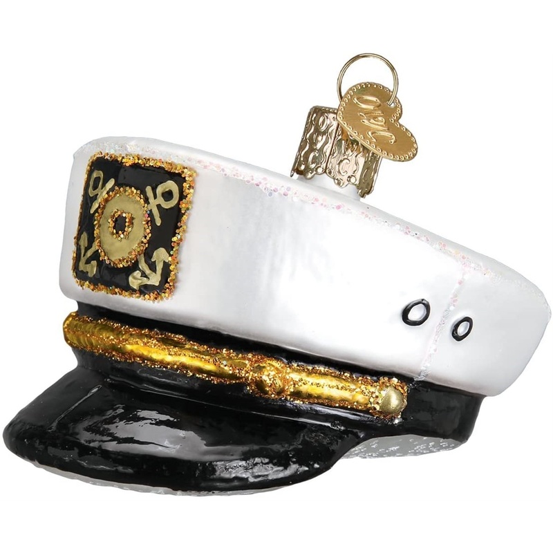 Old World Christmas Glass Blown Ornament Captain’s Hat, 2.75″