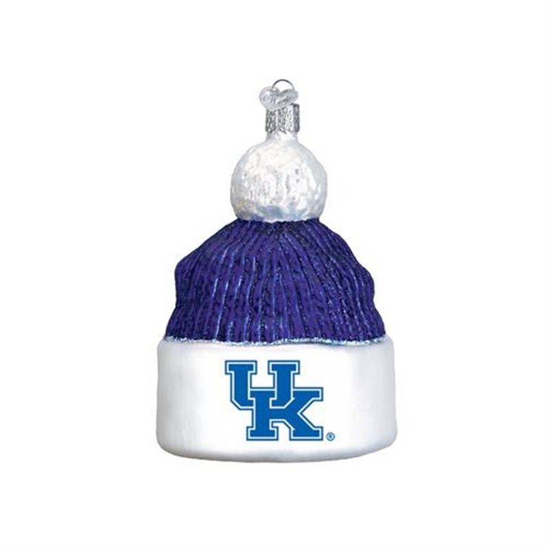 Old World Christmas Glass Blown Ornament Kentucky Beanie, 4.5″