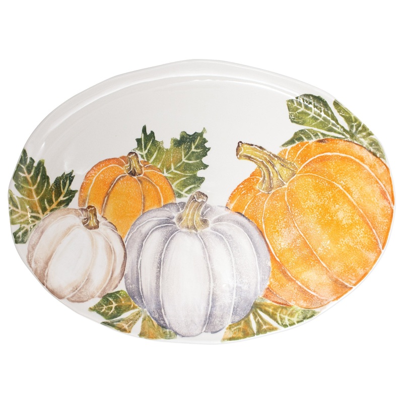 VIETRI: Pumpkins Large Oval Platter w/ Assorted Pumpkins