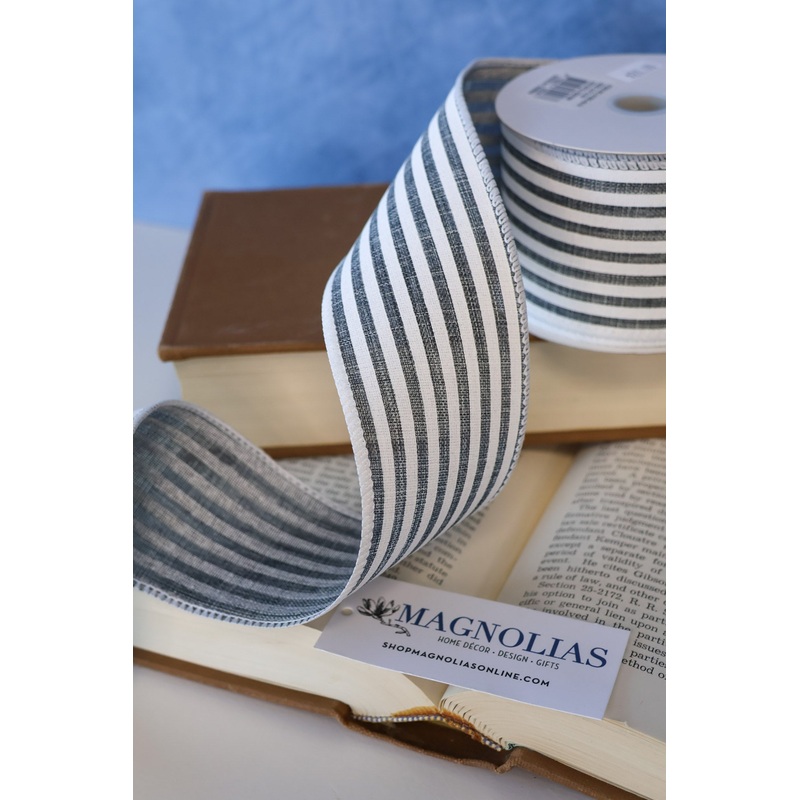 2.5″ Grey Linen Cabana Ribbon Bolt