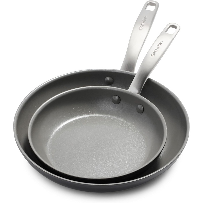 GreenPan Chatham Hard Anodized Ceramic Nonstick, 10″ and 12″ Frying Pan Set (PFAS Free)