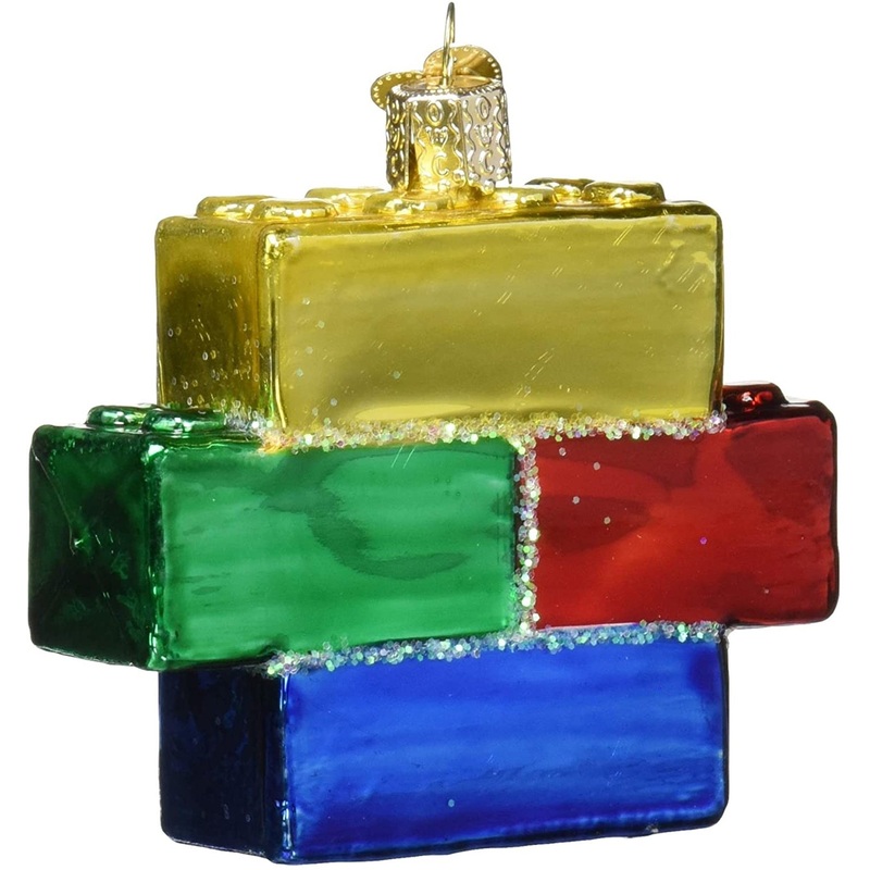 Old World Christmas Glass Blown Building Blocks Ornament