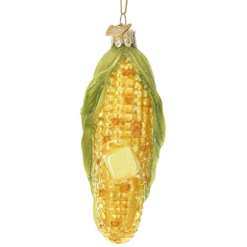 Kurt Adler Noble Gems Glass Ornament for Christmas Tree, Corn On The Cob