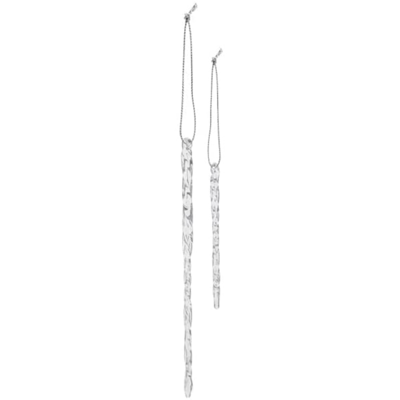 Old World Christmas Glass Blown Tree Ornament, Clear Glass Icicle (24-piece set)