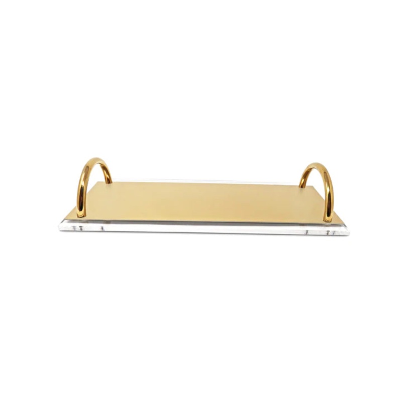 Vivience Gold & Acrylic Tray with Handles