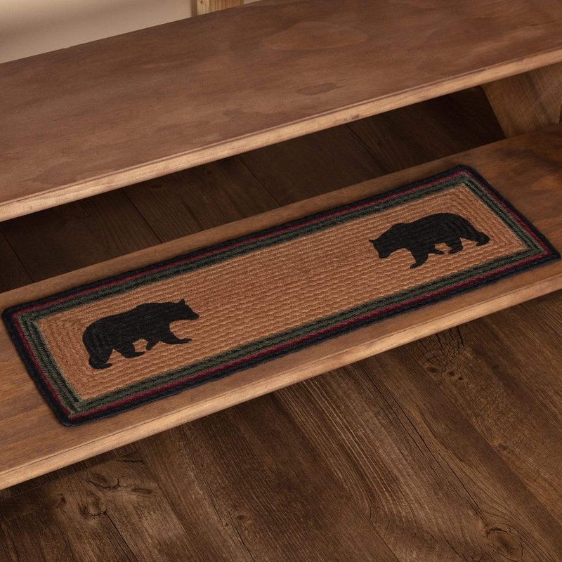 Wyatt Stenciled Bear Jute Stair Tread Rect Latex 8.5×27