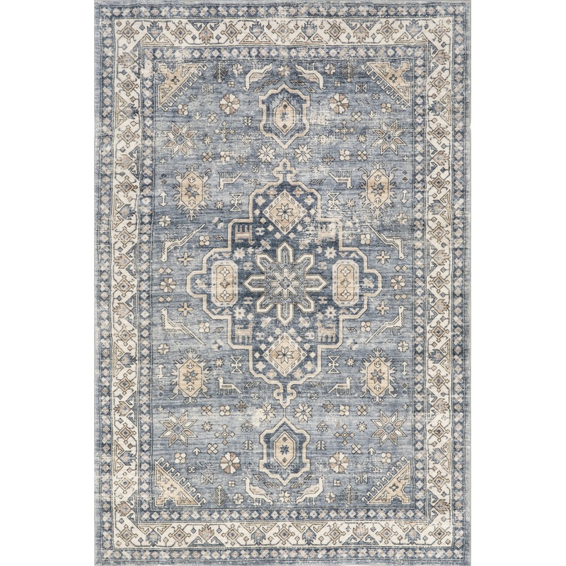 Arsenia Vintage Medallion Washable Rug | Grey
