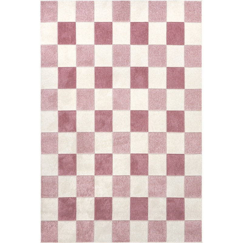 Alexie Two-Tone Checkered Rug | Pink