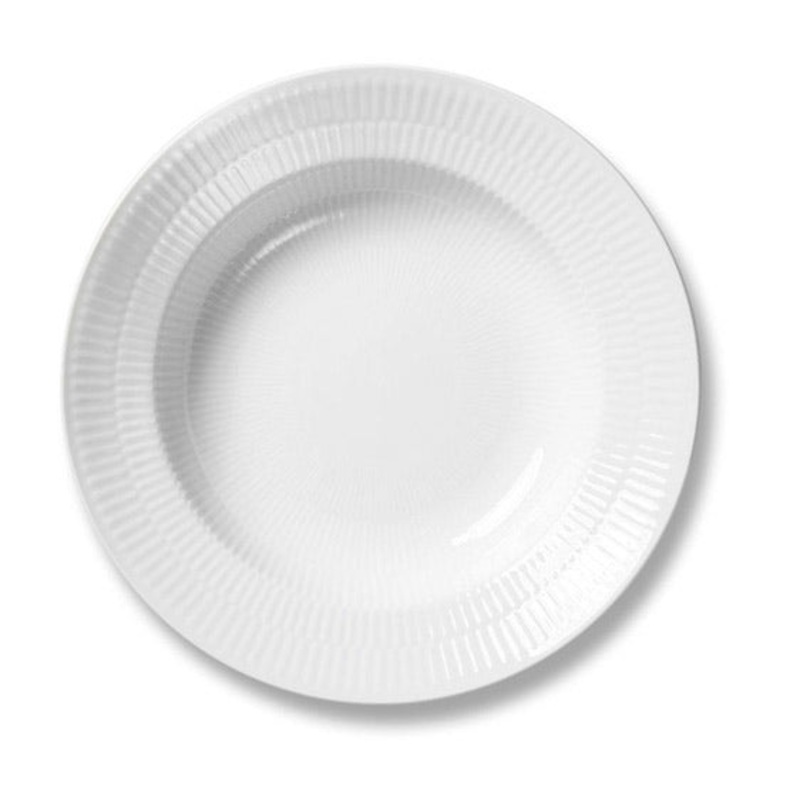 White Fluted Plain Rim Soup Bowl