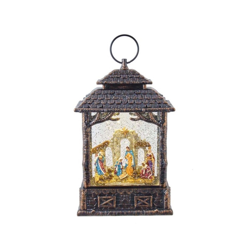 Kurt Adler Battery-Operated LED Lighted Nativity Scene Water Lantern, 11″