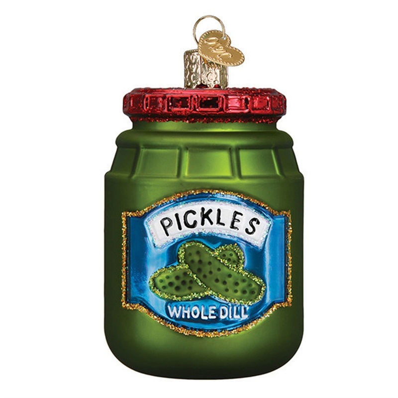 Old World Christmas Jar Of Pickles Glassblown Ornament