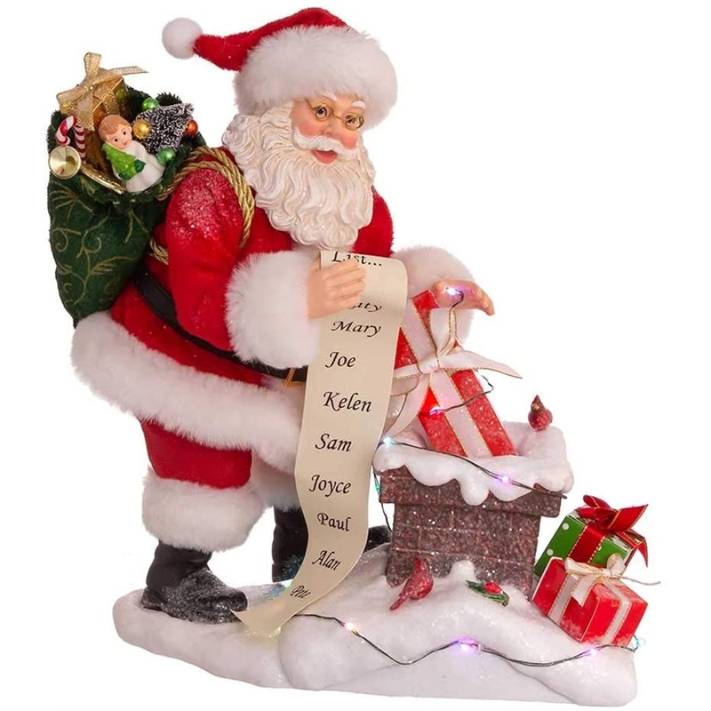 Kurt Adler Fabrich Collection, Battery Operated Lighted Chimney Santa, 10.5″