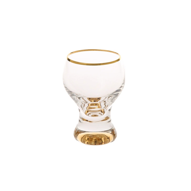 Classic Touch Liquor/Shot Glasses with Gold Stem and Rim, Set/6