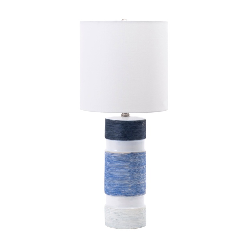 25-inch Ombre Banded Ceramic Table Lamp | Blue