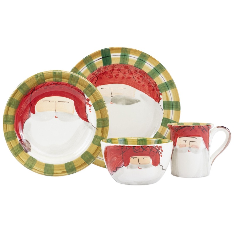 VIETRI: Old St. Nick Red Hat Four-Piece Place Setting