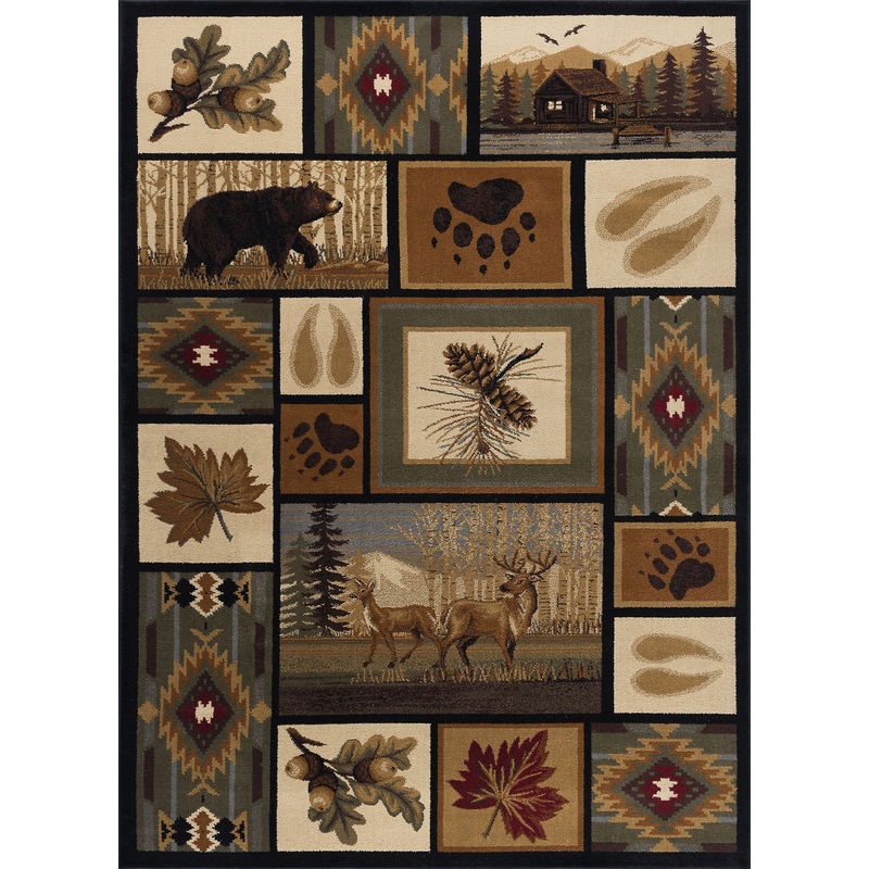 Tayse Lodge Area Rug NTR66-Northern Wildlife Novelty Cut Pile Indoor Polypropylene