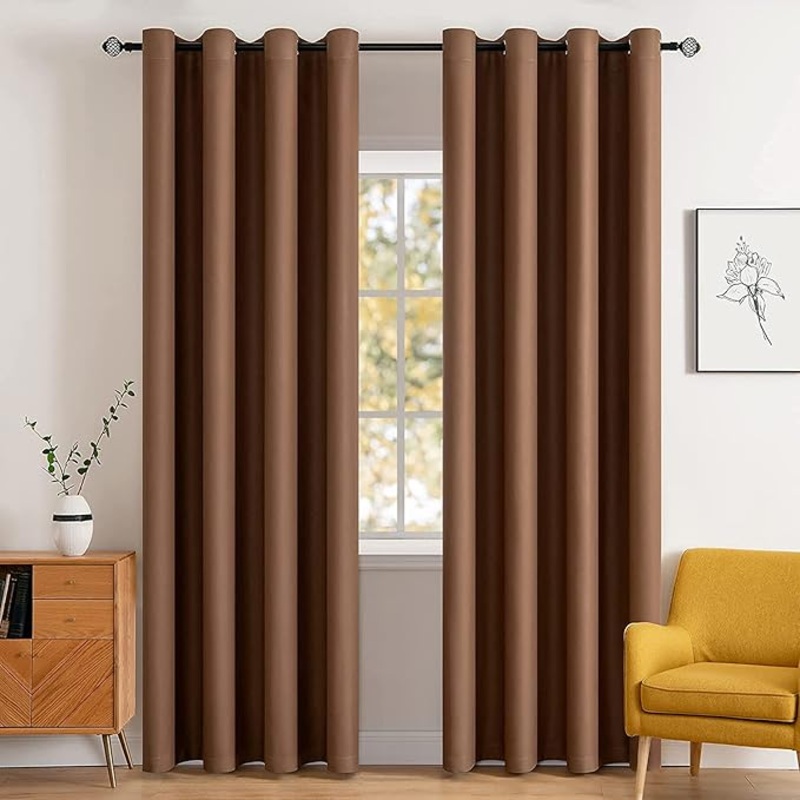 MIULEE Room Darkening Thermal Insulated Blackout Curtains (2 Panels) – Cappuccino Brown
