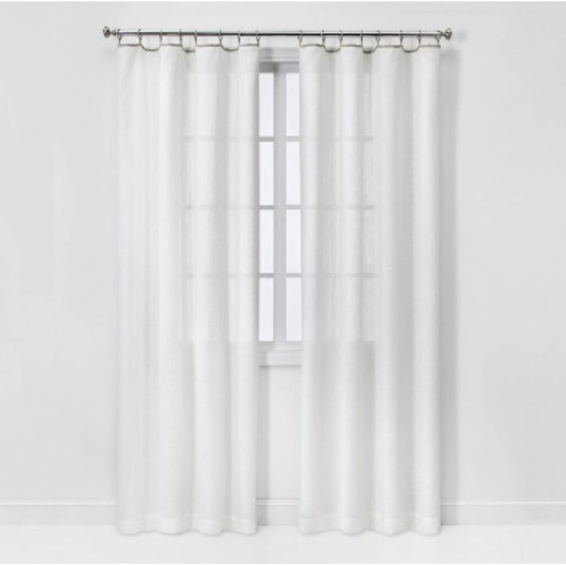 108″x54″ Contrast Edge Solid Sheer Window Curtain Panel White/Natural