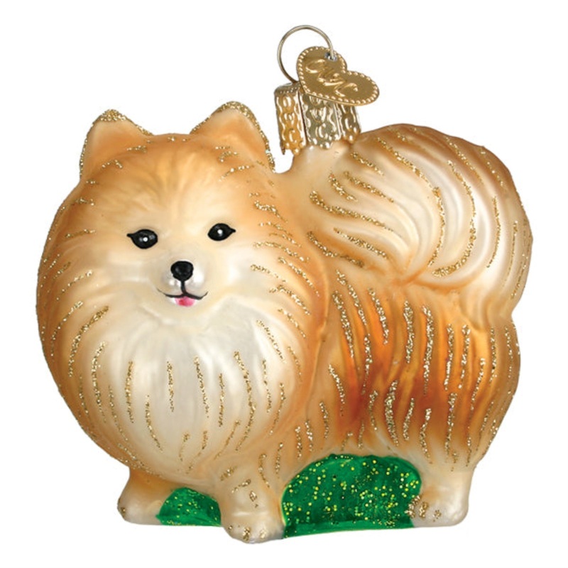 Old World Christmas Hanging Glass Tree Ornament, Standing Pomeranian