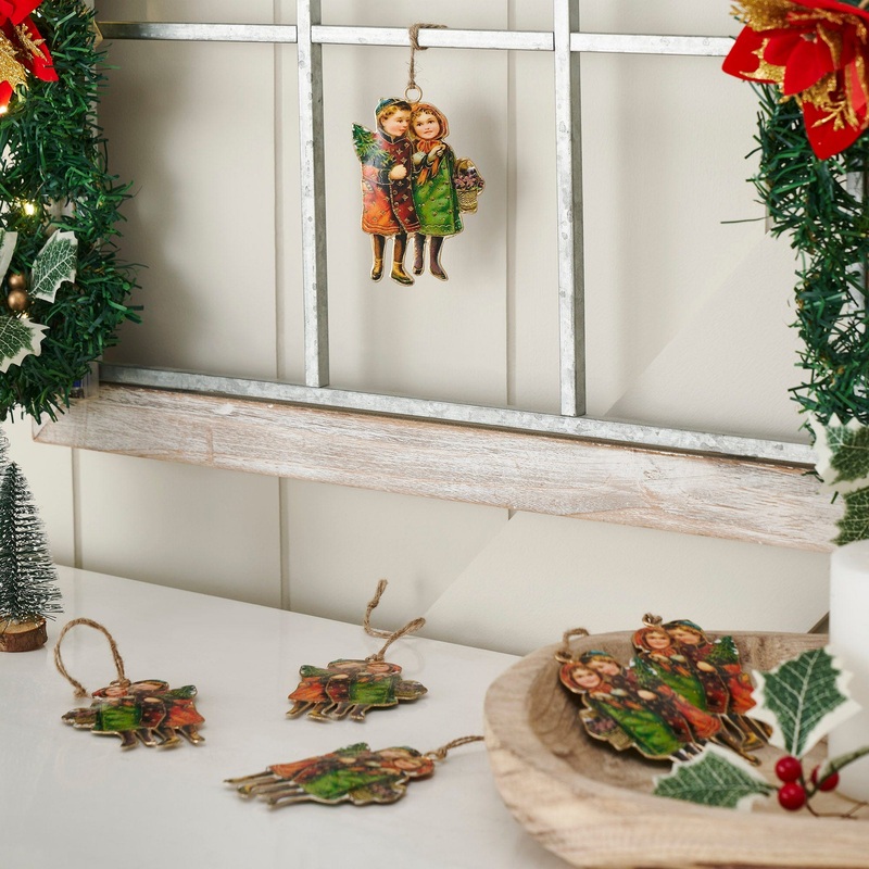 Winter Nostalgia Metal Ornament Set of 6 – 4.25 inch