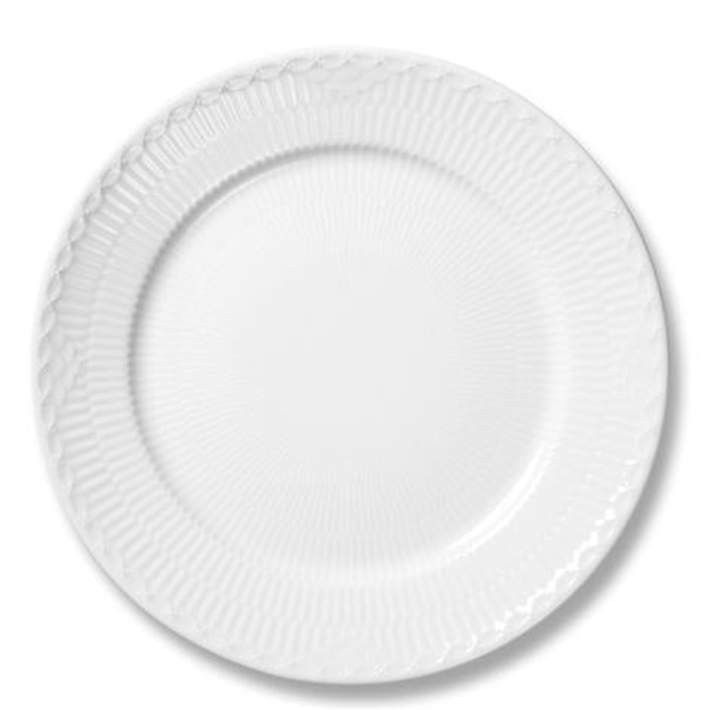 White Fluted Half Lace Dinner Plate
